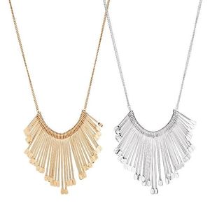 Gold tone or silver bib necklace